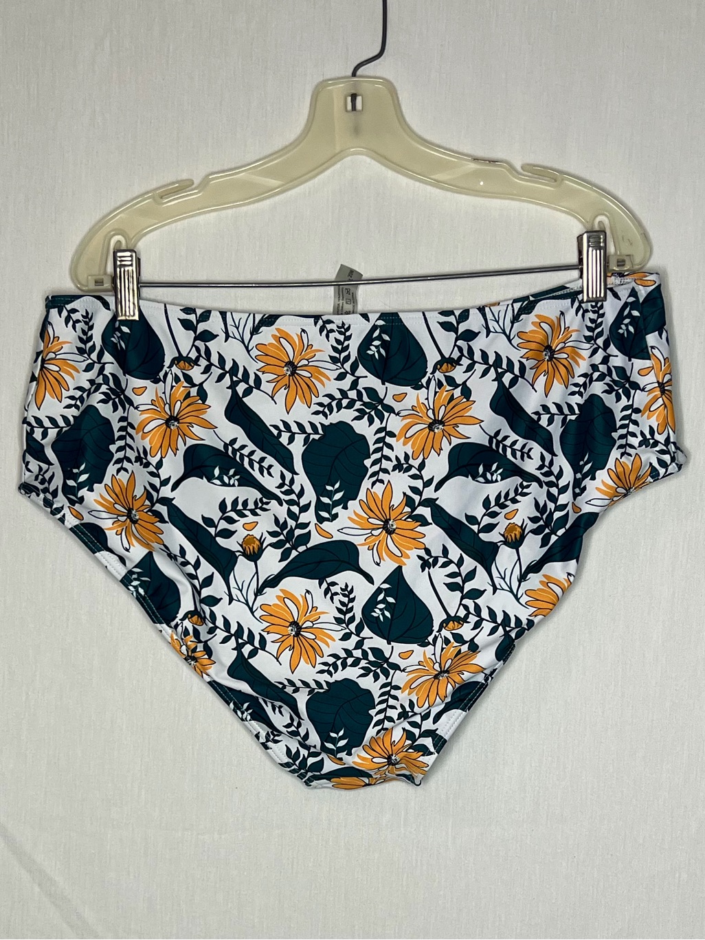 Urban Planet Floral High-Waist Bikini Bottoms - White, Teal & Mustard — image 3 of 7
